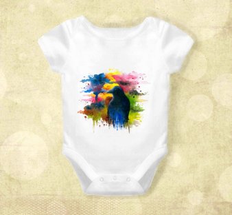 Watercolor crow onesie by art by Lucy on Etsy